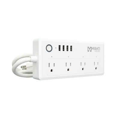 MULTICONTACTO INTELIGENTE MIRATI 4 SOCKETS/4USB/LED INDICADOR/WIFI 2.4 GHZ/100 - 240 V/1800 W/ BLANCO MCUS1