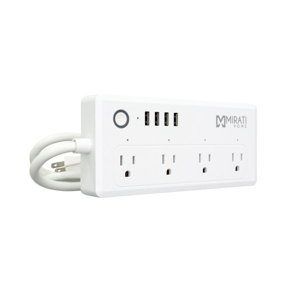 MULTICONTACTO INTELIGENTE MIRATI 4 SOCKETS/4USB/LED INDICADOR/WIFI 2.4 GHZ/100 - 240 V/1800 W/ BLANCO MCUS1