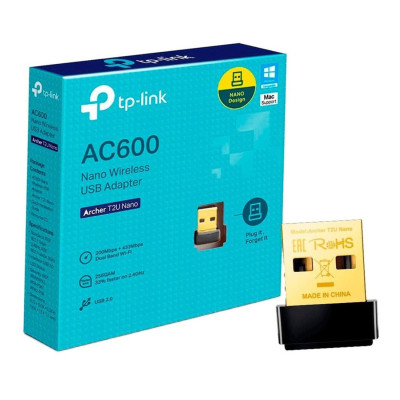 TARJETA DE RED | TP-LINK | ARCHER T2U NANO | USB | DUAL BAND AC600 | 5GHZ 433MBPS 2.4GHZ | 150MBPS