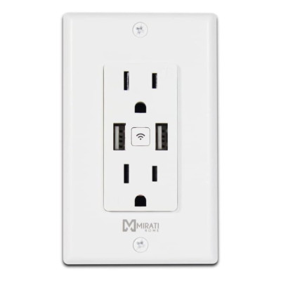 CONTACTO INTELIGENTE DE PARED // MIRATI // WIFI 2.4GHZ // 2 USB // 2 CONTACTOS COMPATIBLE CON ANDROID E IOS // FUNCIONA MCP1