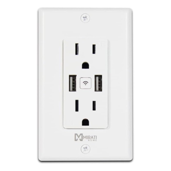 CONTACTO INTELIGENTE DE PARED // MIRATI // WIFI 2.4GHZ // 2 USB // 2 CONTACTOS COMPATIBLE CON ANDROID E IOS // FUNCIONA MCP1