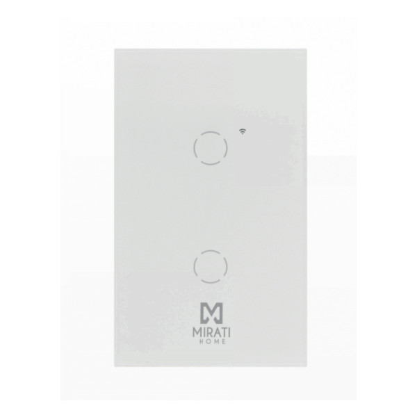 APAGADOR INTELIGENTE DE PARED MIRATI DE 2 APAGADORES TOUCH WIFI 2.4HZ BLUETOOTH // COMPATIBLE CON ANDROID E IOS // M2SI2