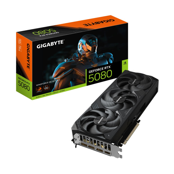 TARJETA DE VIDEO GIGABYTE GV-N5080WF3OC-16GD / RTX 5080 / 16GB GDDR7 / PCIE 5.0 / DP / HDMI / GAMING