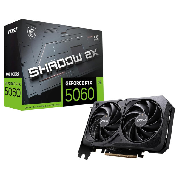 TARJETA DE VIDEO MSI GEFIORCE RTX 5060 8G SHADOW 2X OC PCIE4 X GEFORCE RTX 5060 8G SHADOW 2X OC