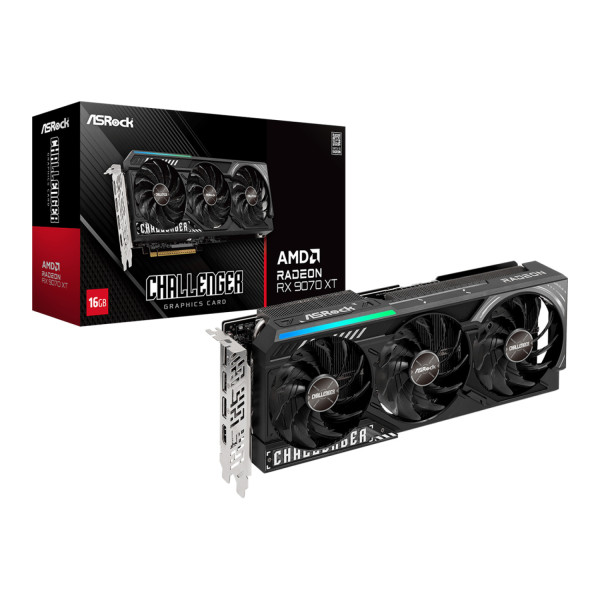 TARJETA DE VIDEO ASROCK AMD RADEON RX 9070 XT CHALLENGER/16GB GDDR6/PCIE 5.0 X 16/128 BITS/BOOST CLOCK 2970 RX9070XT CL 16G