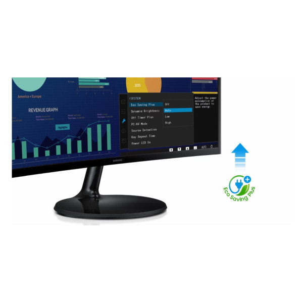 MONITOR LED SAMSUNG 27 PULGADAS /S3 S36GD MAINSTREAM/ FHD (1920 X 1080) / VA / CURVO/HDMI/D-SUB/ 100HZ / NEGRO. LS27D360GALXZX