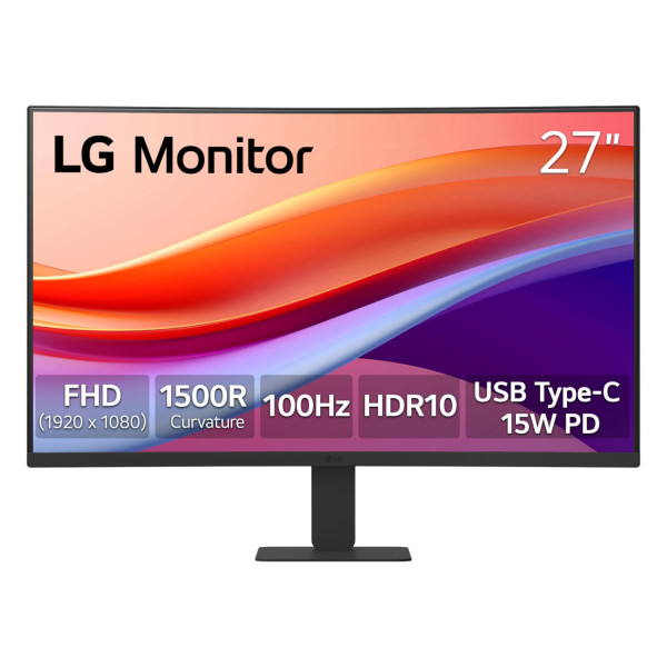 MONITOR PC LG 27U421A-B CURVO FHD 27 PULG,USB-C,PANEL VA,100HZ,TR 5MS(GTG),RESOL 1920X1080,ASP 16:9,BRILLO 250CD/M2,CONTR