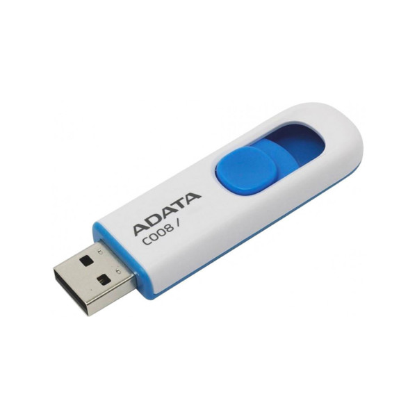 Memoria ADATA 16GB USB 2.0 C008 retractil blanco-azul AC008-16G-RWE