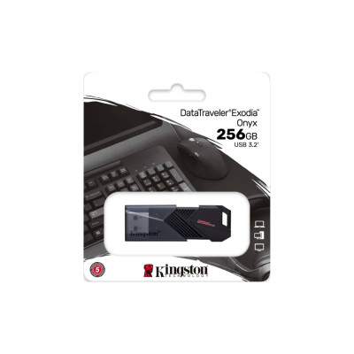 MEMORIA FLASH USB KINGSTON DATA TRAVELER EXODIA ONYX 256GB GEN 1 3.2 TIPO A NEGRO (DTXON/256GB)