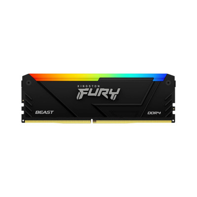 MEMORIA RAM KINGSTON DIMM DDR4 8GB 3200MT/S FURY BEAST BLACK XMP RGB CL16 288PIN 1.35V C/DISIPADOR DE CALOR P/PC/GAMER/ALTO