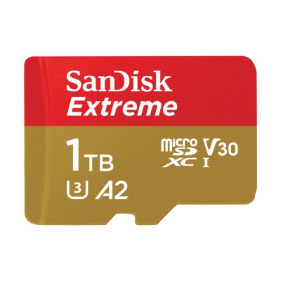 MEMORIA SANDISK MICRO SDXC 1TB EXTREME 190MB/S 4K CLASE 10 A2 V30 C/ADAPTADOR SDSQXAV-1T00-GN6MA
