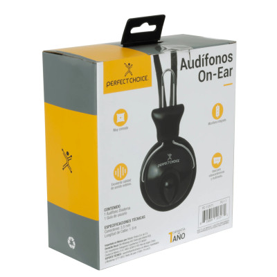 AUDIFONOS DIADEMA CON MICROFONO 3.5 MM SIN ADAPTADOR PERFECT CHOICE - NEGRO PC-113171