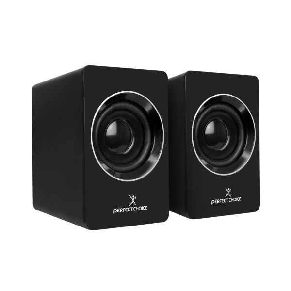 BOCINAS PARA COMPUTADORA SONIDO ESTEREO 2.0 CONECTOR USB Y 3.5MM CONTROL DE VOLUMEN PERFECT CHOICE MOSSO - NEGRO PC-112914