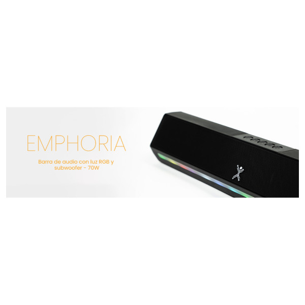 BARRA DE AUDIO CON LUZ RGB Y SUBWOOFER 70W EMPHORIA PERFECT CHOICE PC-114024