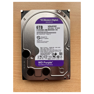 DISCO DURO INTERNO WD PURPLE 6TB 3.5 ESCRITORIO SATA3 6GB/S 128MB 24X7 DVR NVR 1-16 BAHIAS 1-64 CAMARAS WD64PURZ