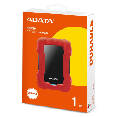 DISCO DURO EXTERNO ADATA HD330 1TB PORTATIL 2.5 USB 3.2 WINDOWS MAC LINUX CONTRAGOLPES SLIM COLOR ROJO (AHD330-1TU31-CRD)