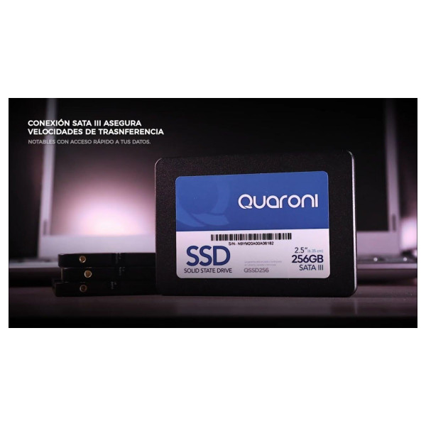 UNIDAD DE ESTADO SOLIDO SSD QUARONI 2.5 256GB / SATA3 / 6GB/S 7MM / LECT 530MB/S / ESCRIT 450MB/S. QSSD256-M