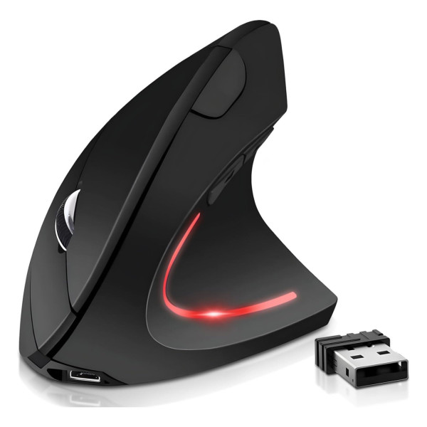 MOUSE - TECHZONE - TZMOUINA-06 - INALAMBRICO USB A - RECARGABLE - ERGONOMICO VERTICAL 2.4GHZ - OPTICO 1600 DPI - 5 BOTONES +
