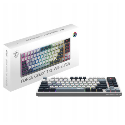 TECLADO INALMBRICO MSI FORGE FORGE GK600 TKL W SKY US INALMBRICO / BLUETOOTH / USB 2.0 / RGB