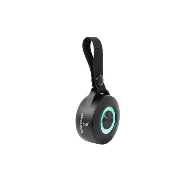 BOCINA INALAMBRICA BLUETOOTH PORTATIL RECARGABLE LUZ RGB FUNCION TWS PERFECT CHOICE HANDY - NEGRO PC-113089