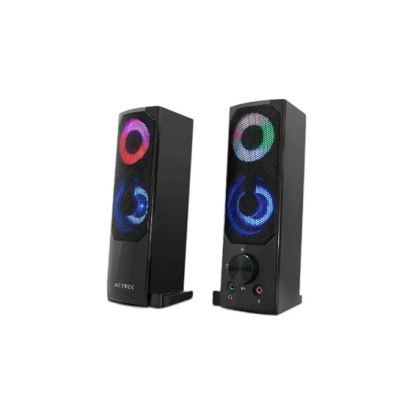 BOCINAS ACTECK ELANT BRICK AS450 / ALAMBRICA / 6 W RMS / USB - 3.5MM / ILUMINACION LED / SONIDO ESTEREO / NEGRO / AC-935258