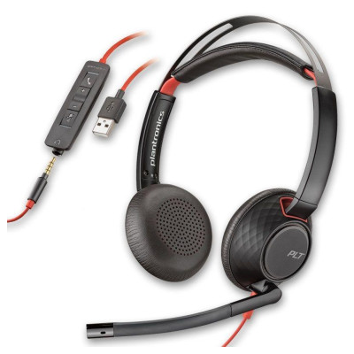 DIADEMA HP POLY 8X231AA BLACKWIRE C5220/ ALAMBRICA BINAURAL USB-A USB-C 3,5MM MICROFONO CANCELACION DE RUIDO ALMOHADILLAS DE