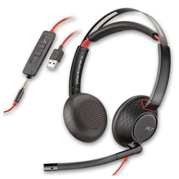 DIADEMA HP POLY 8X231AA BLACKWIRE C5220/ ALAMBRICA BINAURAL USB-A USB-C 3,5MM MICROFONO CANCELACION DE RUIDO ALMOHADILLAS DE
