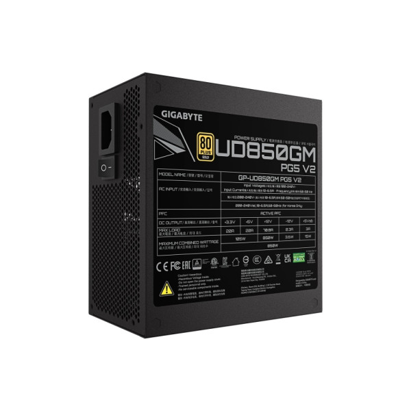 FUENTE DE PODER GIGABYTE GP-UD850GM PG5 V2 / 850W GOLD / ATX 3.1 / GAMER