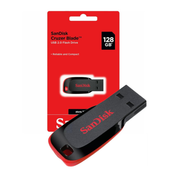 MEMORIA SANDISK 128GB USB 2.0 CRUZER BLADE Z50 NEGRO C/ROJO SDCZ50-128G-B35