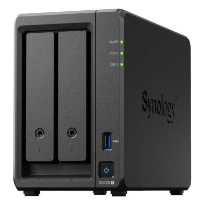 NAS SYNOLOGY DS725+ /2 BAHIAS NUCLEO DOBLE HASTA 3.1 GHZ, 1 PTO LAN GIGA, 1 PTO LAN 2.5GBE/4 GB DDR4/ HOT-SWAP/SOPORTA 40 TB