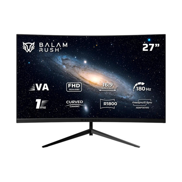 MONITOR GAMER BALAM RUSH ANDROMEDA MAG27Y / CURVO / 27 PULG / VA / FULL HD / 180 HZ / 1 MS / R1800 / VESA 100 / RGB / OVERCLOCK