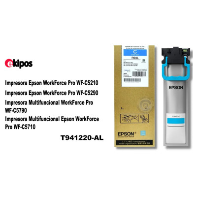 BOLSA DE TINTA EPSON MODELO T941, CYAN P / WF-C5790,RENDIMIENTO 5,000 IMPRESIONES, COSTO PP $0.15C T941220-AL