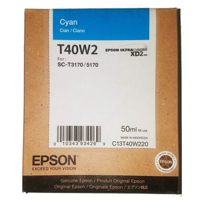 CARTUCHO EPSON MODELO T40W CYAN, PARA PLOTTER T3170SR/ T3170M/ T5170SR/ T5170M (50 ML) T40W220