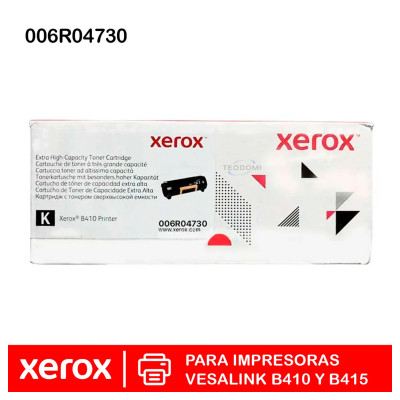 TONER XEROX 006R04730, NEGRO, EXTRA ALTA CAPACIDAD, 25,000 PAGINAS PARA B410/B415