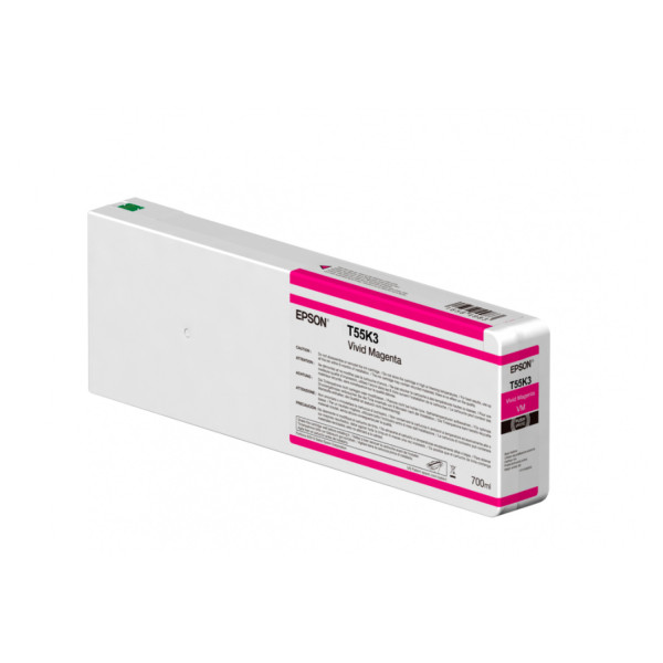 CARTUCHO EPSON MODELO T55K ULTRACHROME HD / HDX MAGENTA VIVO, PARA PLOTTER P6000/ P7000/ P8000/ P9000 700 ML T55K300
