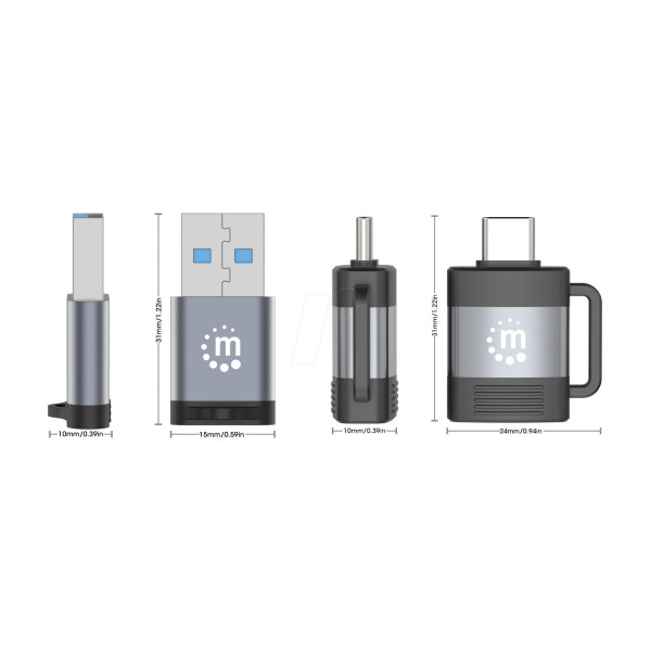 Adaptadores Manhattan 356329 kit de USB-C a USB-A