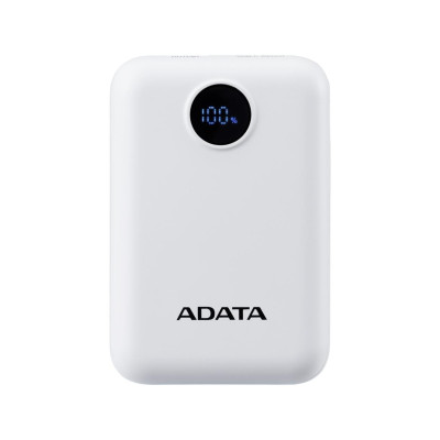 BATERIA DE RESPALDO ADATA POWER BANK C10022 10000MAH ENTRADA USB TIPO C Y USB TIPO A BLANCA PC1002212WH PC10022-12WH