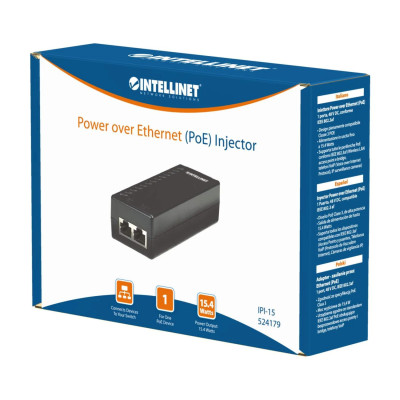 POE INYECTOR,INTELLINET,524179, 802.3AF 15.4 W FAST ETHERNET