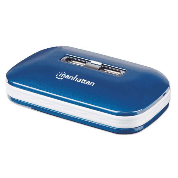 HUB USB,MANHATTAN,161039, V2.0 7 PTOS AZUL CON FUENTE