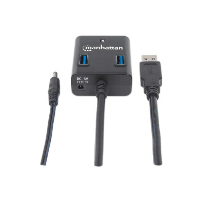 HUB USB,MANHATTAN,162302, V3.0 4 PTOS CON FUENTE, NEGRO