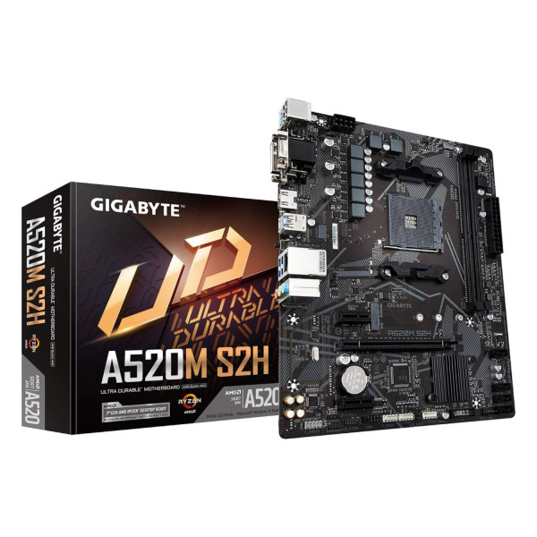 MB GIGABYTE A520 AMD S-AM4 3A GEN/2XDDR4 3200/HDMI/DVI/VGA/4XUSB 3.2/M.2/MICRO ATX/GAMA BASICA A520M S2H