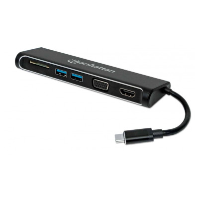 DOCKING,MANHATTAN,152631,4-1,USB-C A HDMI VGA 2 USB 3.1 LECTOR TARJETAS SD M-H