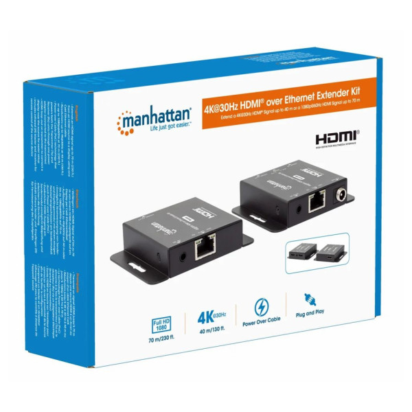 EXTENSOR VIDEO HDMI,MANHATTAN,168397, 70M-HD O 40M-4K VIA CAT 6