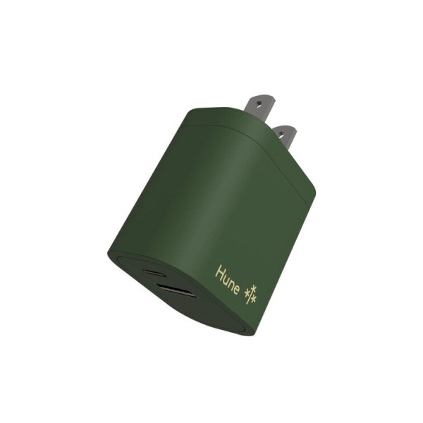 CARGADOR DE PARED HUNE HURON SUSTENTABLE 2 PUERTOS (USB A + TIPO C) CARGA SIMULTANEA (BOSQUE) AT-ACC-WA-061BOS