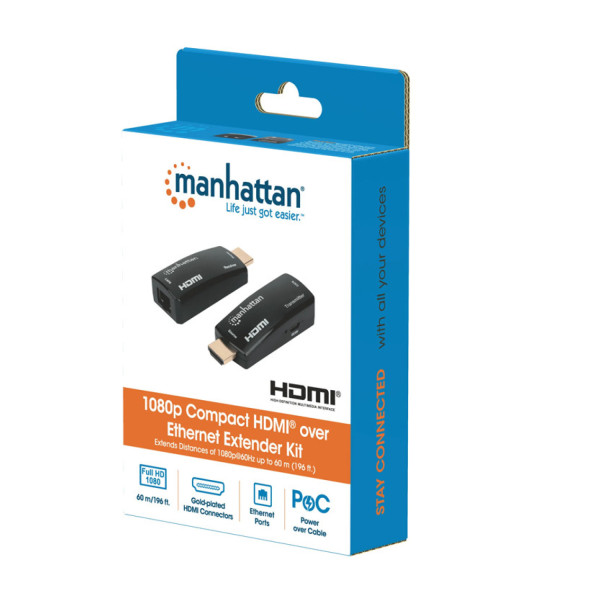 EXTENSOR VIDEO,MANHATTAN,207539, HDMI, 60M VIA CAT 5/6, COMPACTO