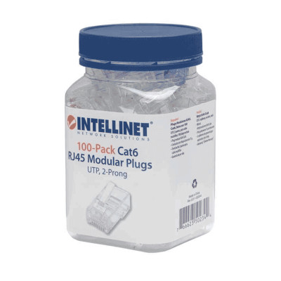 PLUG RJ45,INTELLINET,502344, CAT 6 UTP MULTIFILAR 100 PZAS
