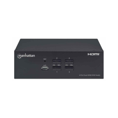 MUX KVM,MANHATTAN,153539, HMDI DOBLE MONITOR 4:1, 4K@30MHZ USB2.0 USB 2.0