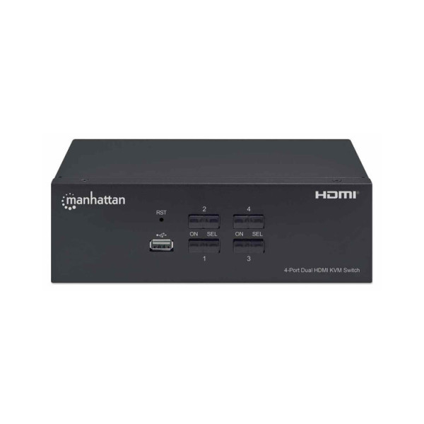 MUX KVM,MANHATTAN,153539, HMDI DOBLE MONITOR 4:1, 4K@30MHZ USB2.0 USB 2.0
