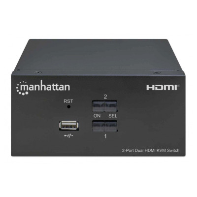 MUX KVM,MANHATTAN,153522, HDMI DOBLE MONITOR 2:1, 4K@30MHZ USB2.0 AUDIO
