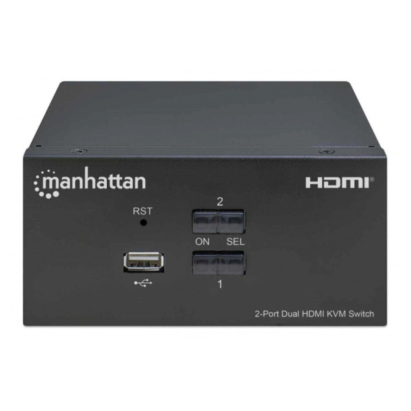 MUX KVM,MANHATTAN,153522, HDMI DOBLE MONITOR 2:1, 4K@30MHZ USB2.0 AUDIO